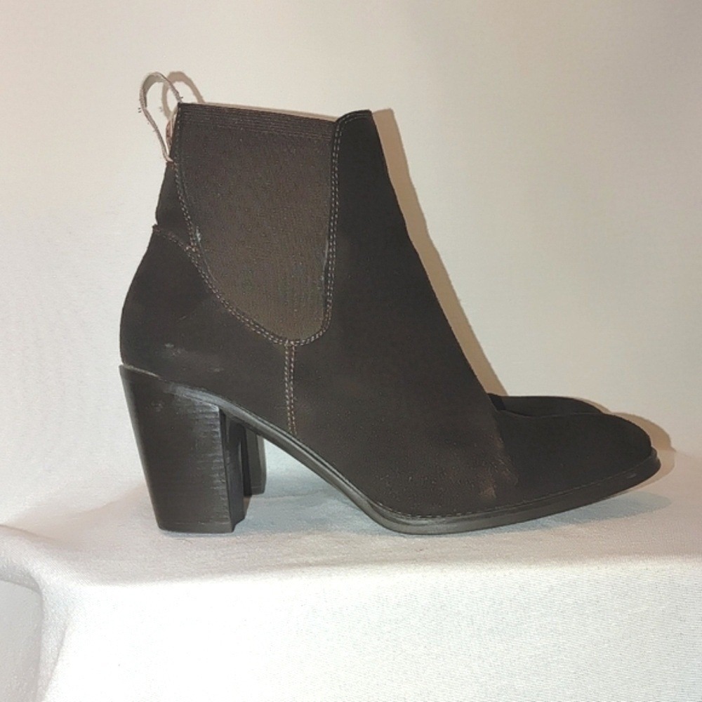 Hunter Chelsea Brown Suede Leather Block‎ Heel Ankle Booties Made in Italy 8